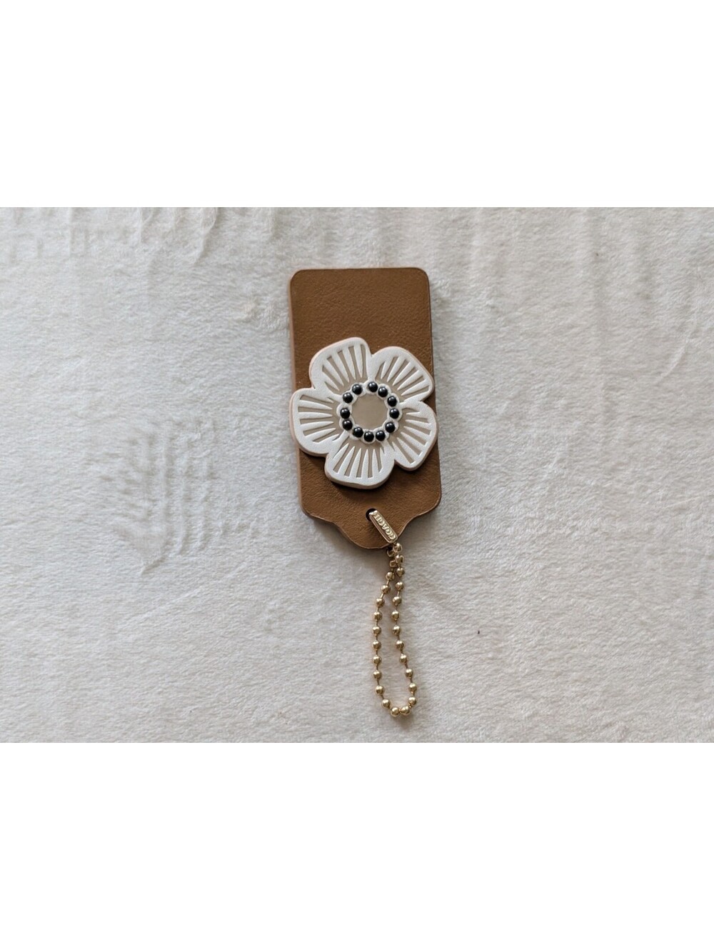 Coach Tea Rose leather hangtag/purse charm
